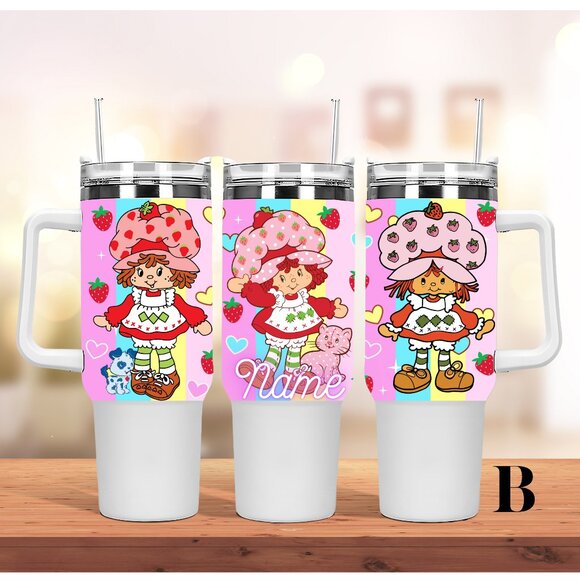 Custom Name Strawberry shortcake 40 oz Tumbler Strawberry 40oz Stainless Steel T - Picture 1 of 1